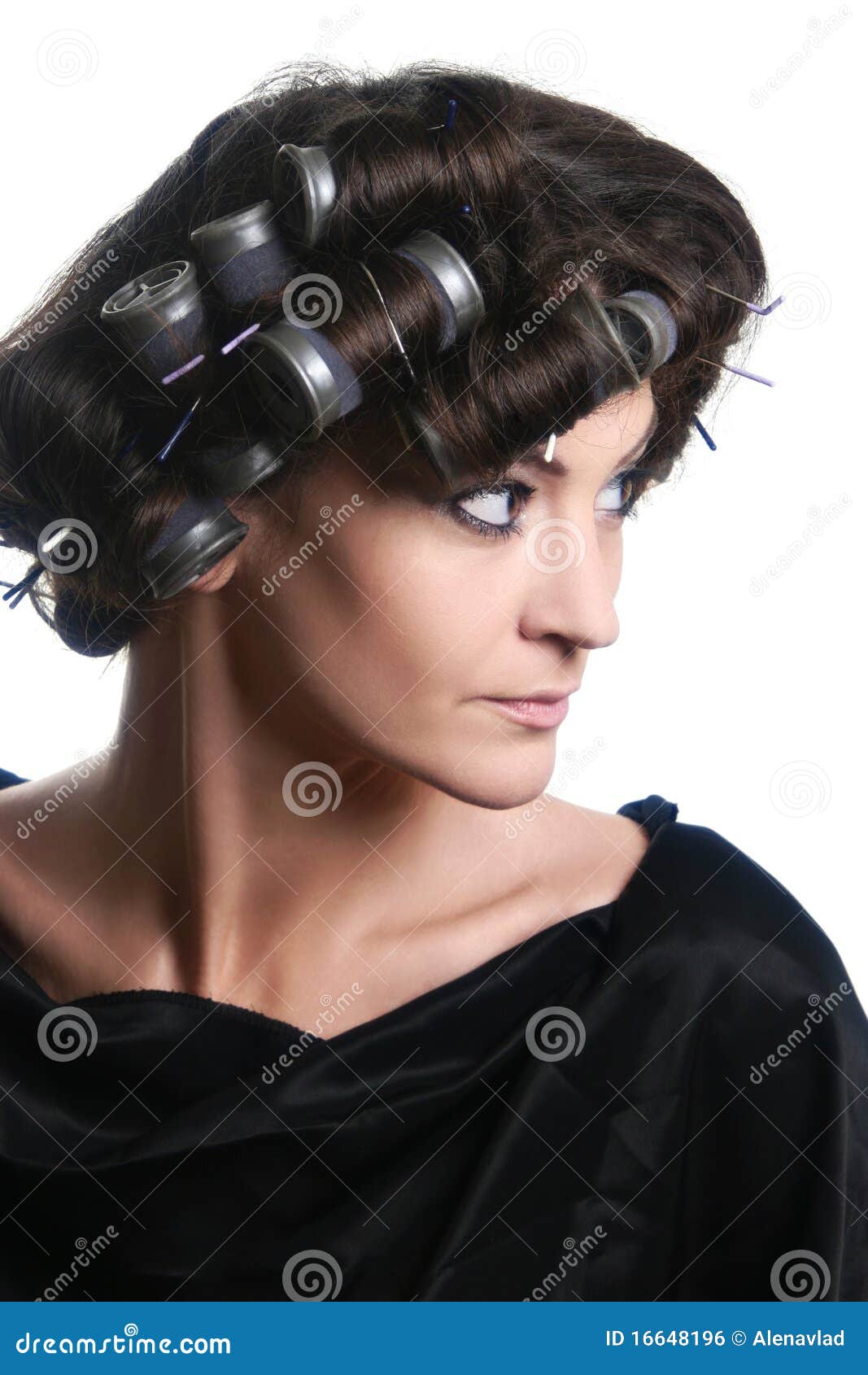Hair-rollers Woman Hair-curlers Hairstyle Royalty Free 
