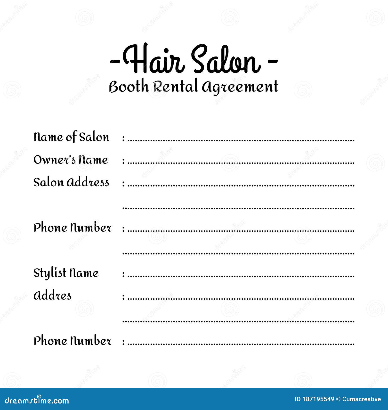 Beauty Salon Booth Rental Agreement Template Beauty Salon Booth Rental Agreement Template