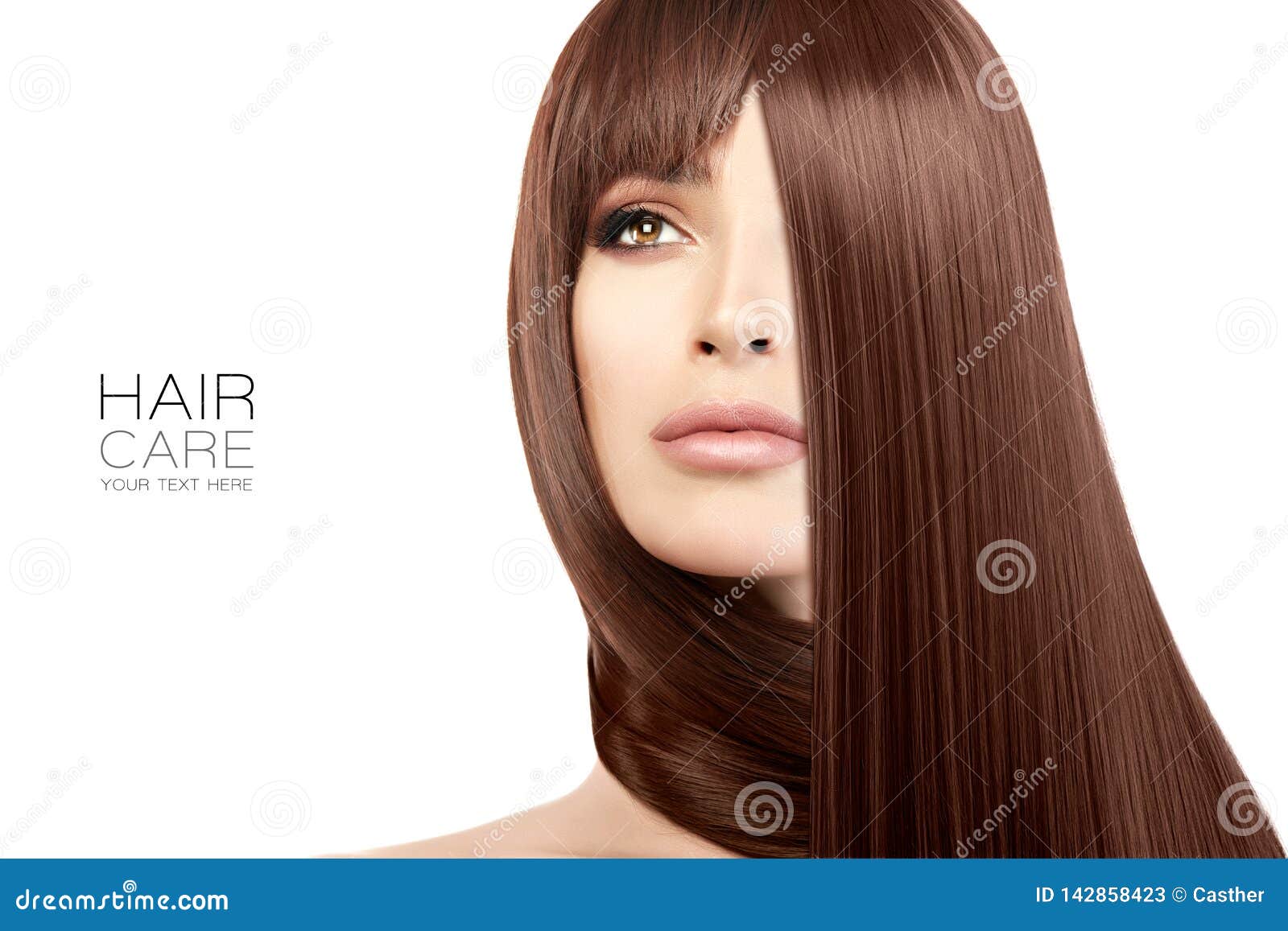 Hair Salon Concept Beauty Model Girl With Healthy Straight