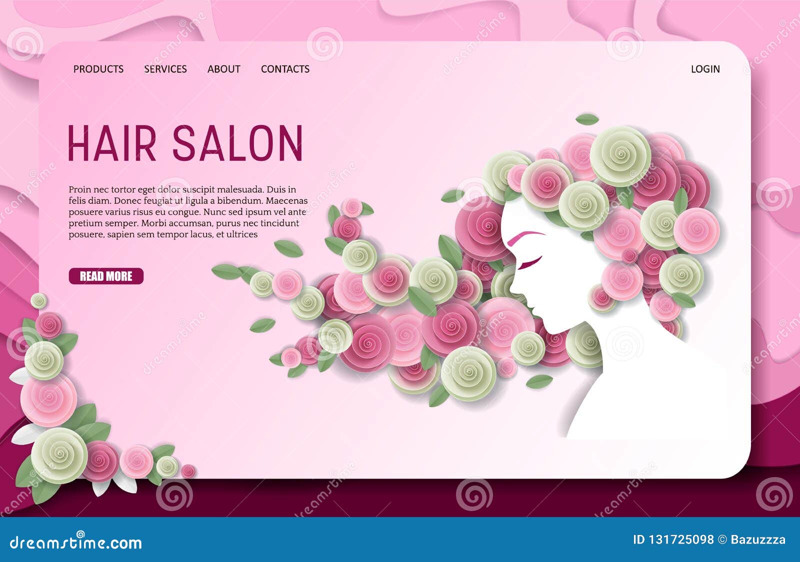 Vector Paper Cut Hair Salon Landing Page Website Template Stock Vector -  Illustration of homepage, haircut: 131725098