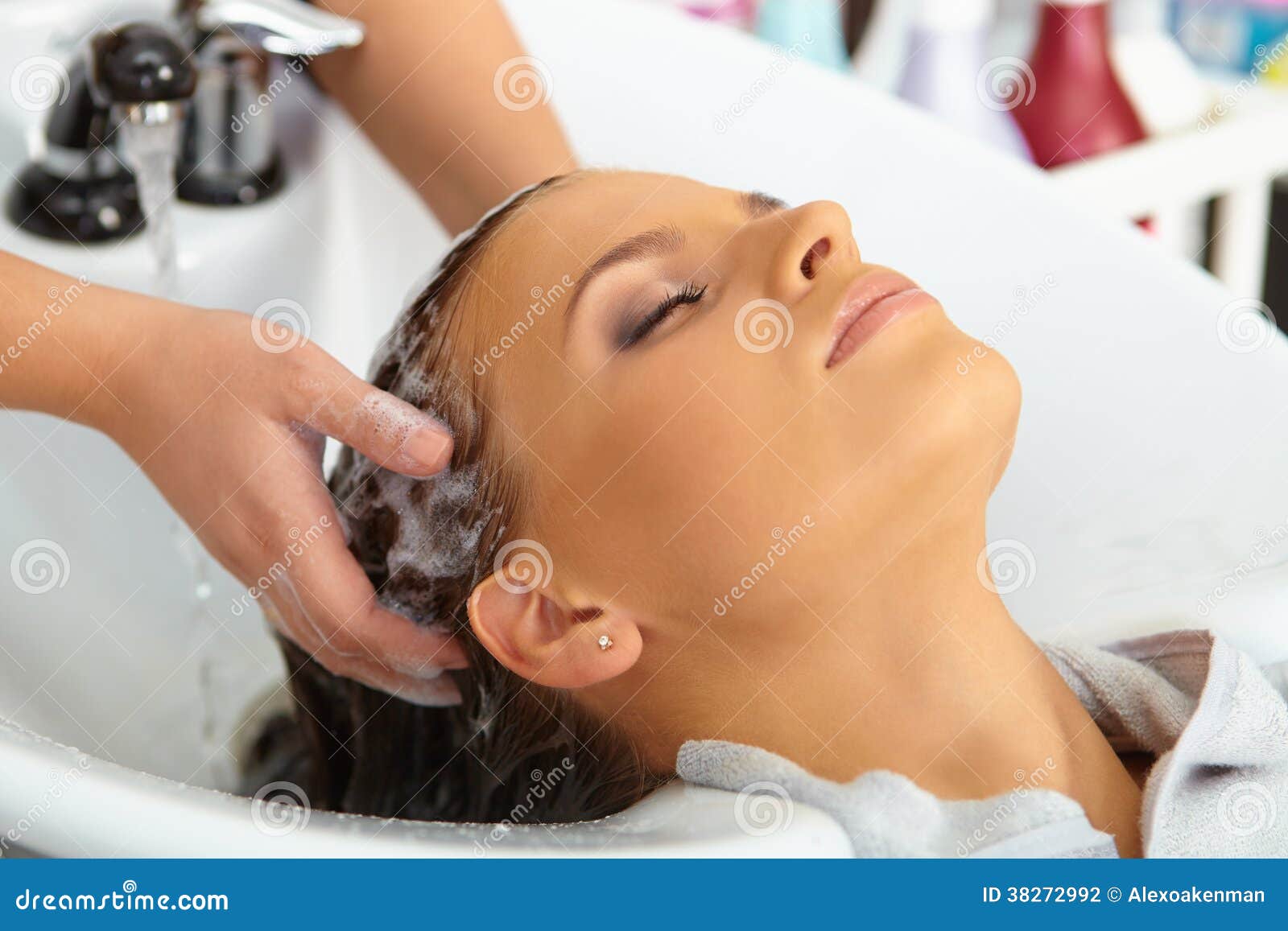 Hair Salon. Washing with Shampoo. Stock Photo Image of closeup, human 38272992
