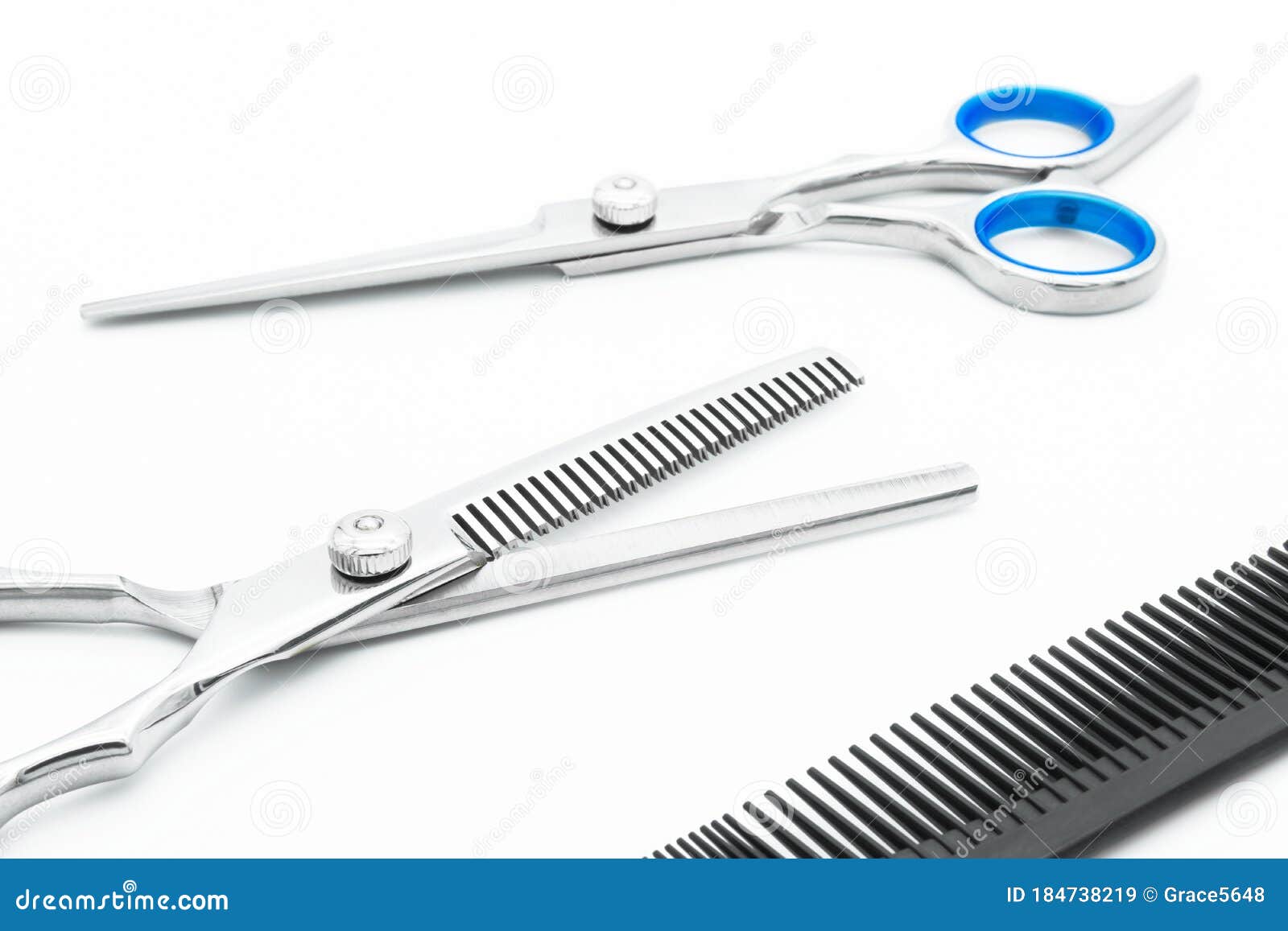 Hair Scissors Set Hairdressing Tools Isolated on White Background Stock