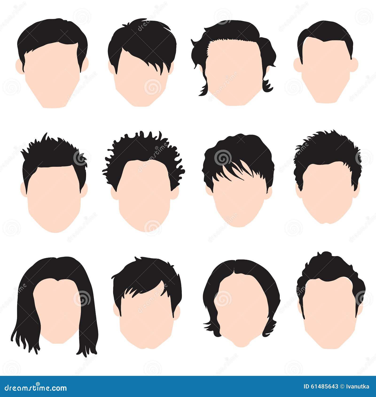 Hair style set for men stock vector. Illustration of hairstyle - 61485643