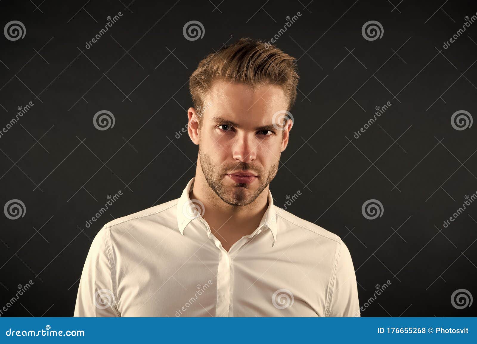 Hair Style that Suits His Face. Handsome Man with Blond Hair. Young Guy  with Stylish Beard and Mustache Hair Stock Photo - Image of care,  hairdressing: 176655268