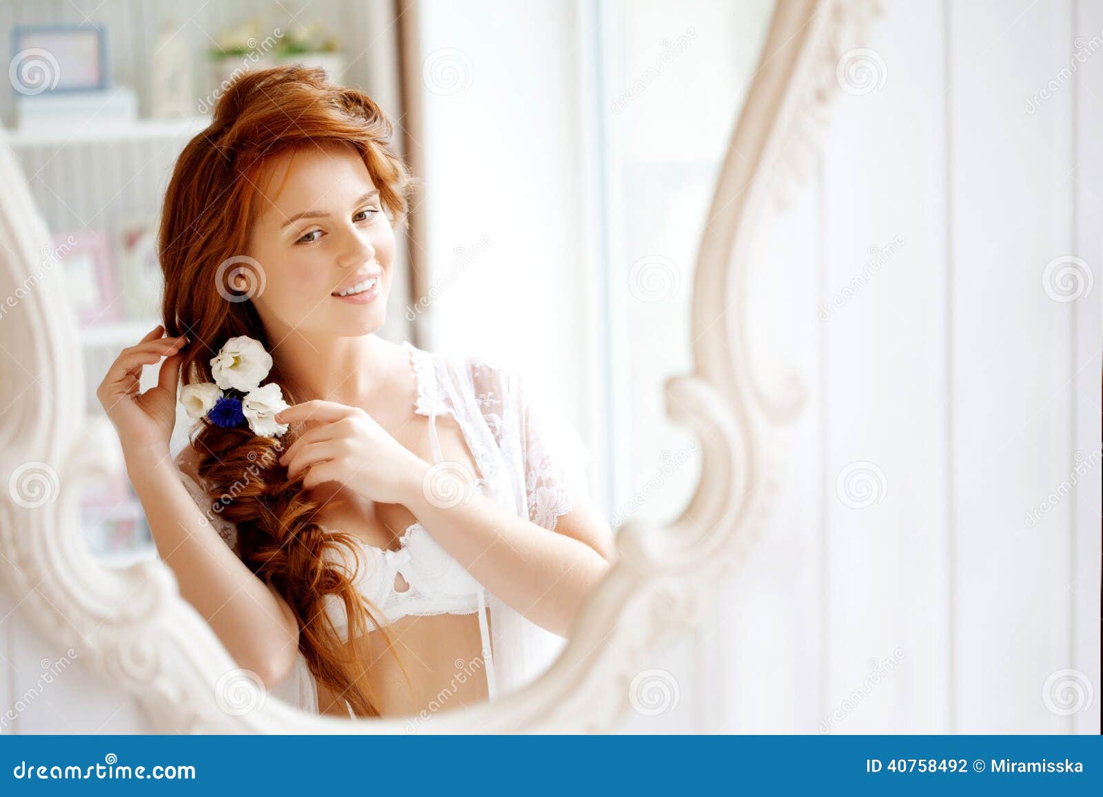 Hair Stylist Makes the Bride on the Wedding Day Stock Photo Image of