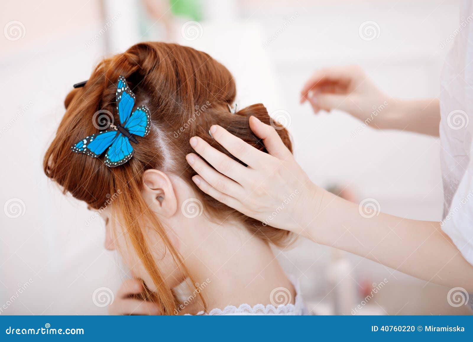 Hair Stylist Makes the Bride on the Wedding Day Stock Photo Image of