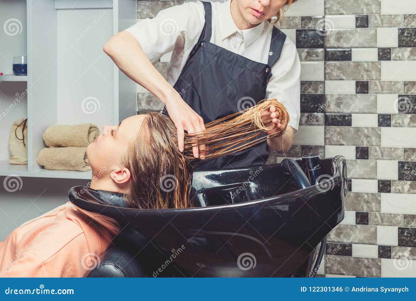 Hair Wash Procedure in a Beauty Salon Stock Photo - Image of face, close:  122301346