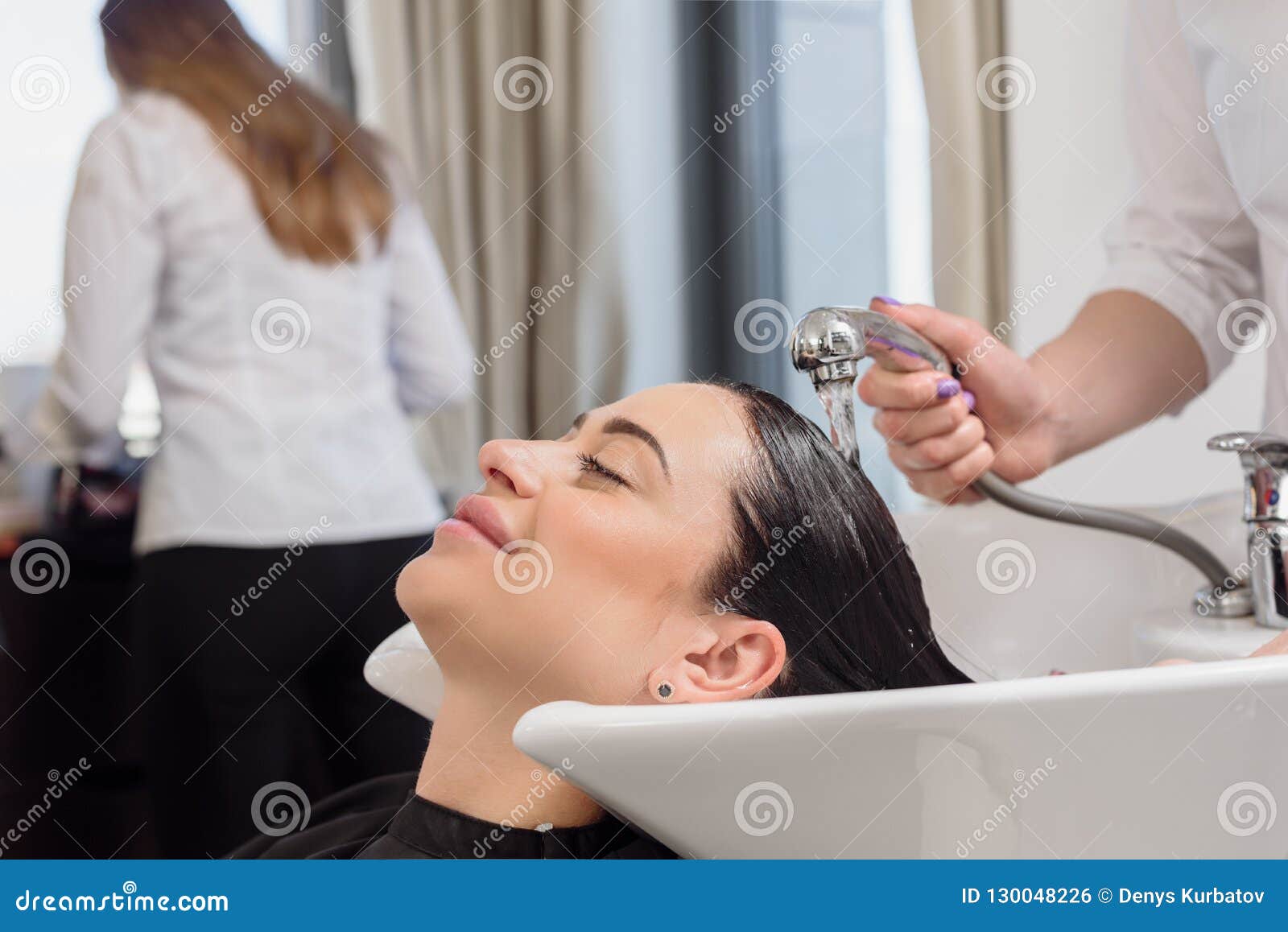 Hair wash procedure stock photo. Image of customer, brunette - 130048226 Hair wash procedure stock photo. Image of customer, brunette - 130048226