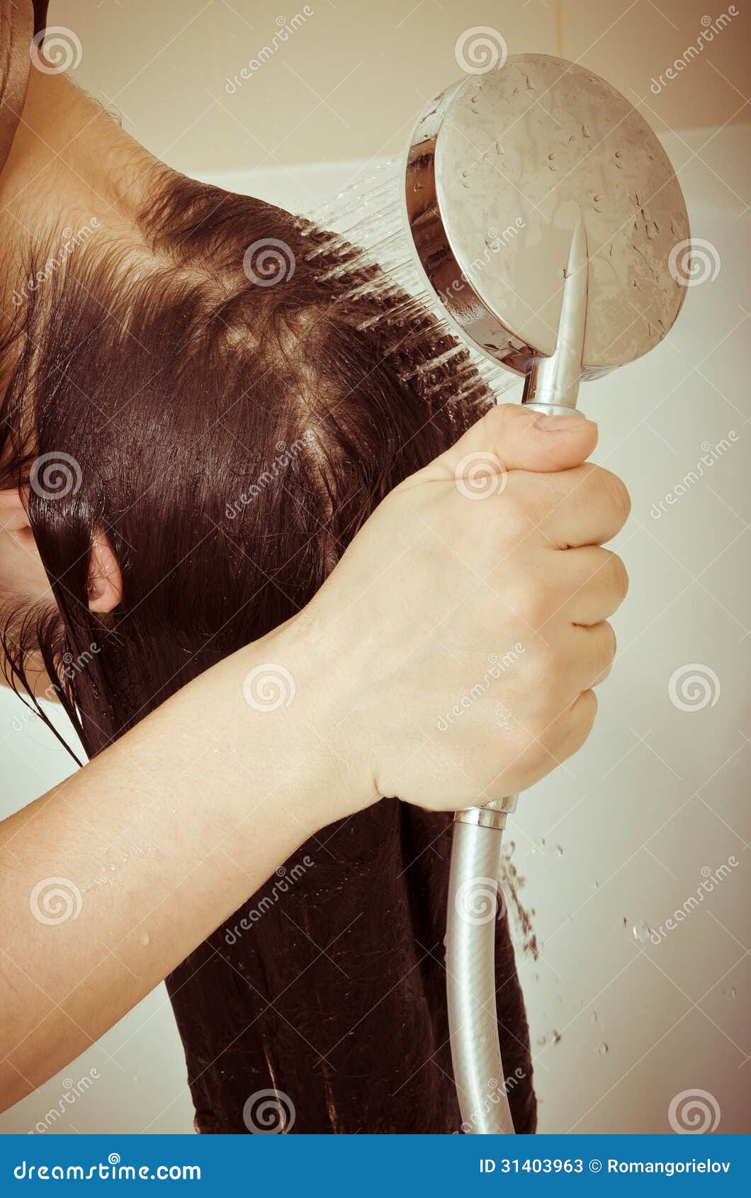 Hair wash stock image. Image of long, hands, washing 