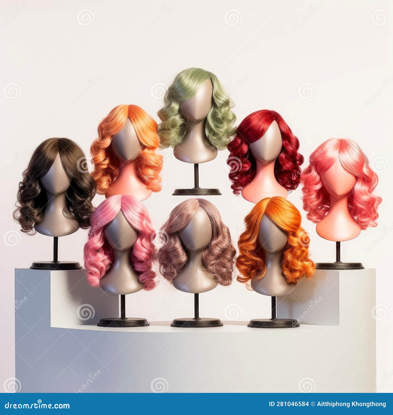 Composite Of Mannequin Female Heads With Wigs Stock Photo - Download Image  Now - Wig, Mannequin, Human Head - iStock