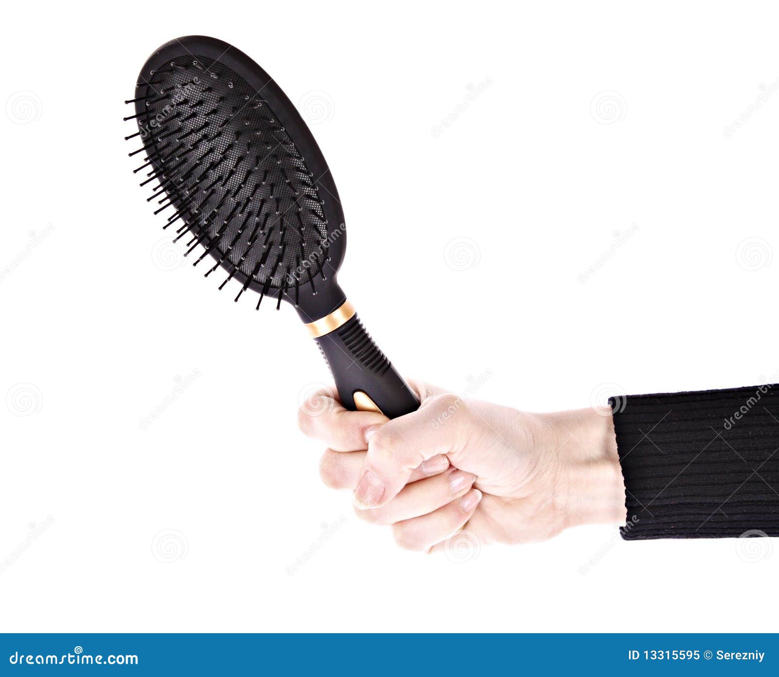 Hairbrush in hand isolated stock image. Image of fashion 13315595