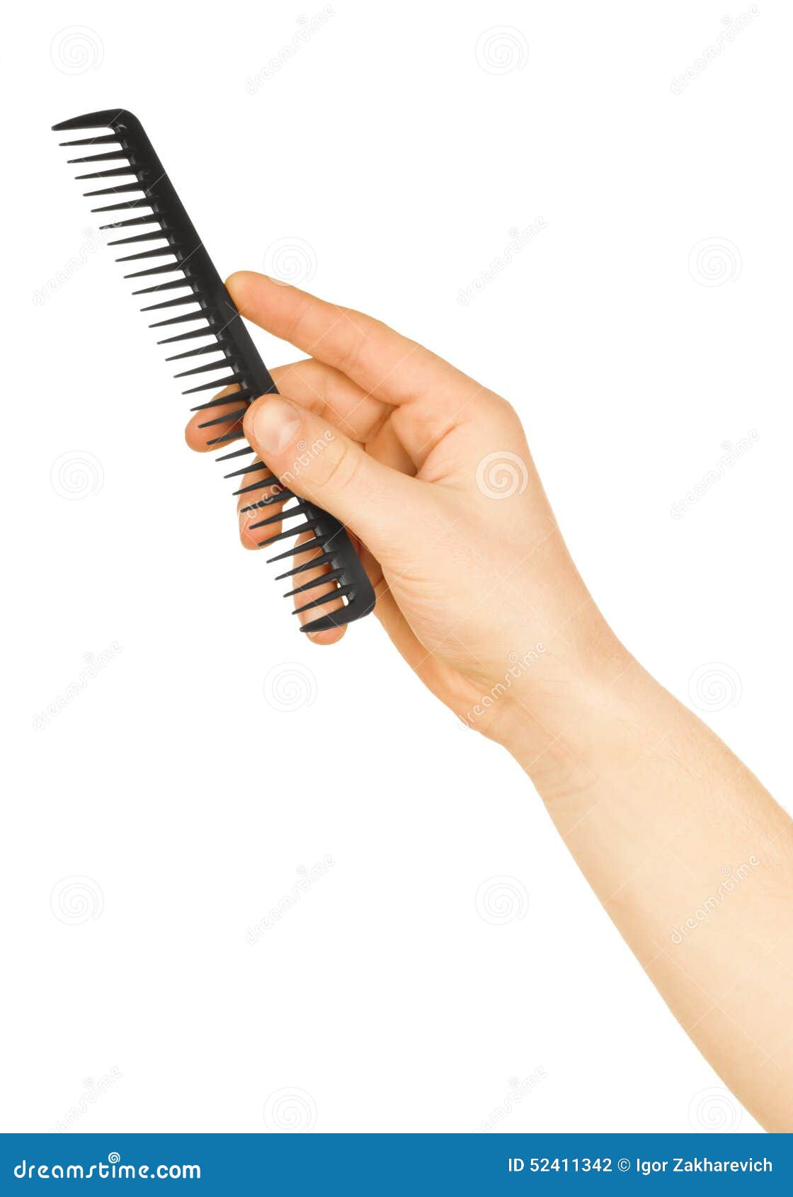 Hairbrush in the hand stock photo. Image of long, white 52411342