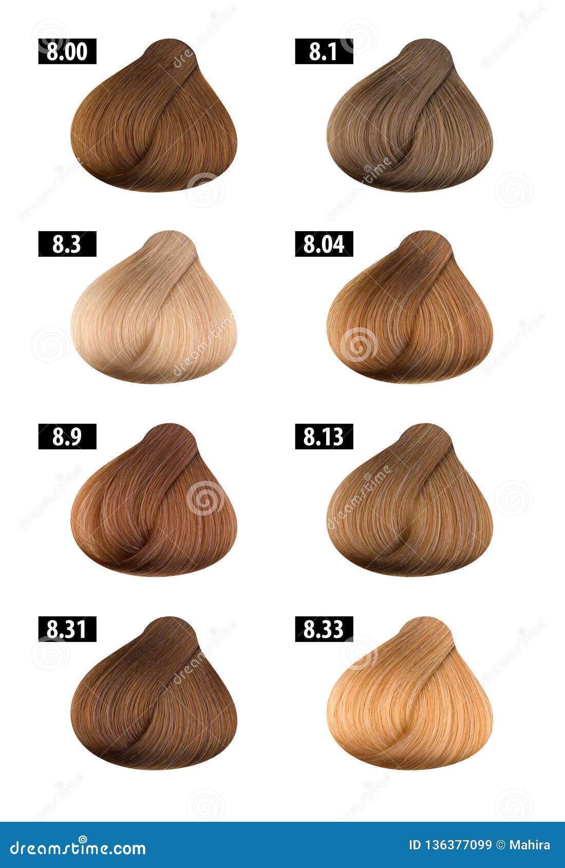 Hair Dye, Colours Chart, Colour Numbers 9 Stock Image ...