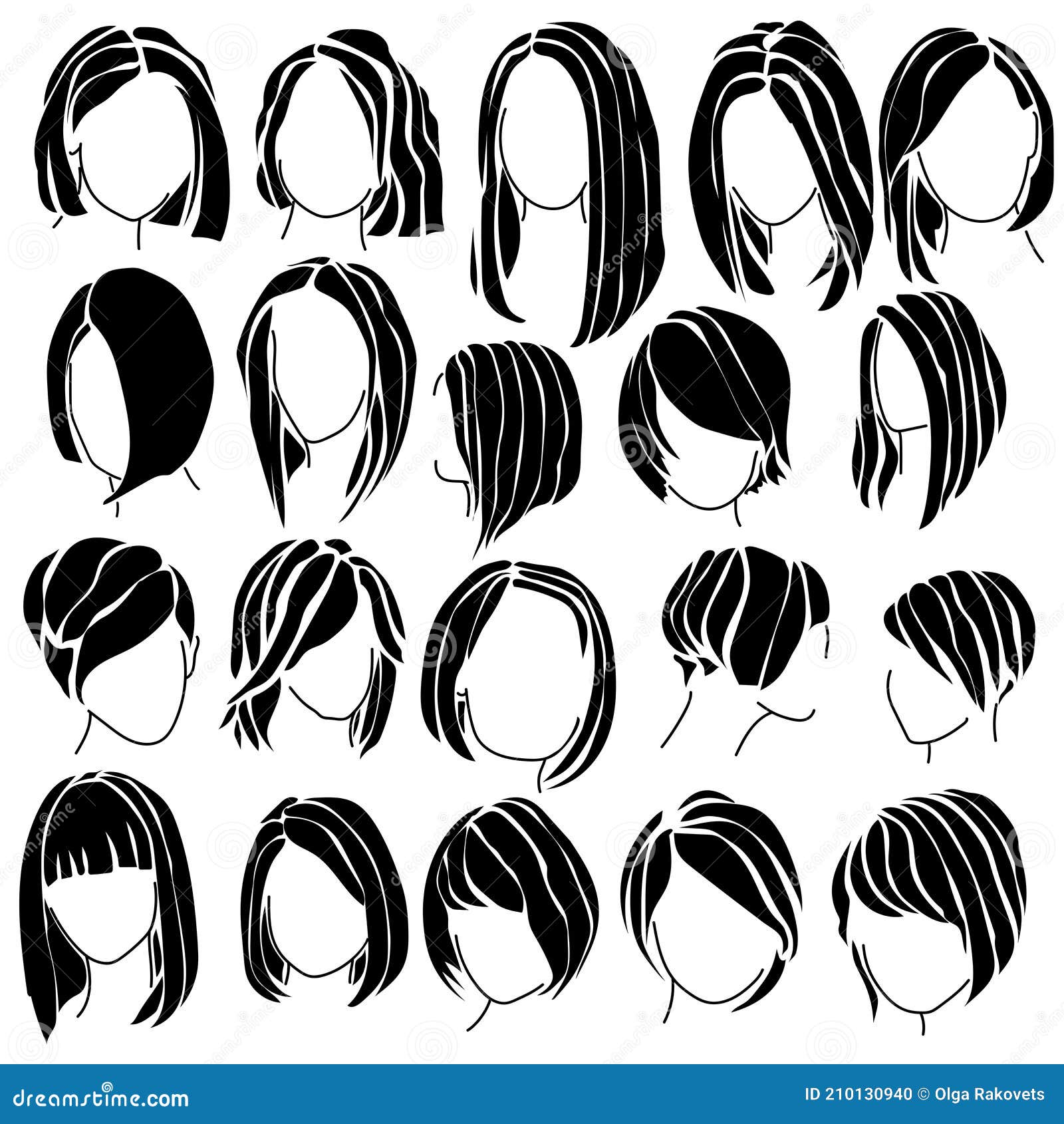 Haircut Bob Silhouette, a Set of Women`s Hairstyles for Straight and Wavy Hair of Medium Length Stock Vector - Illustration of glamour, long: 210130940 Haircut Bob Silhouette, a Set of Women`s Hairstyles for Straight and Wavy Hair of Medium Length Stock Vector - Illustration of glamour, long: 210130940