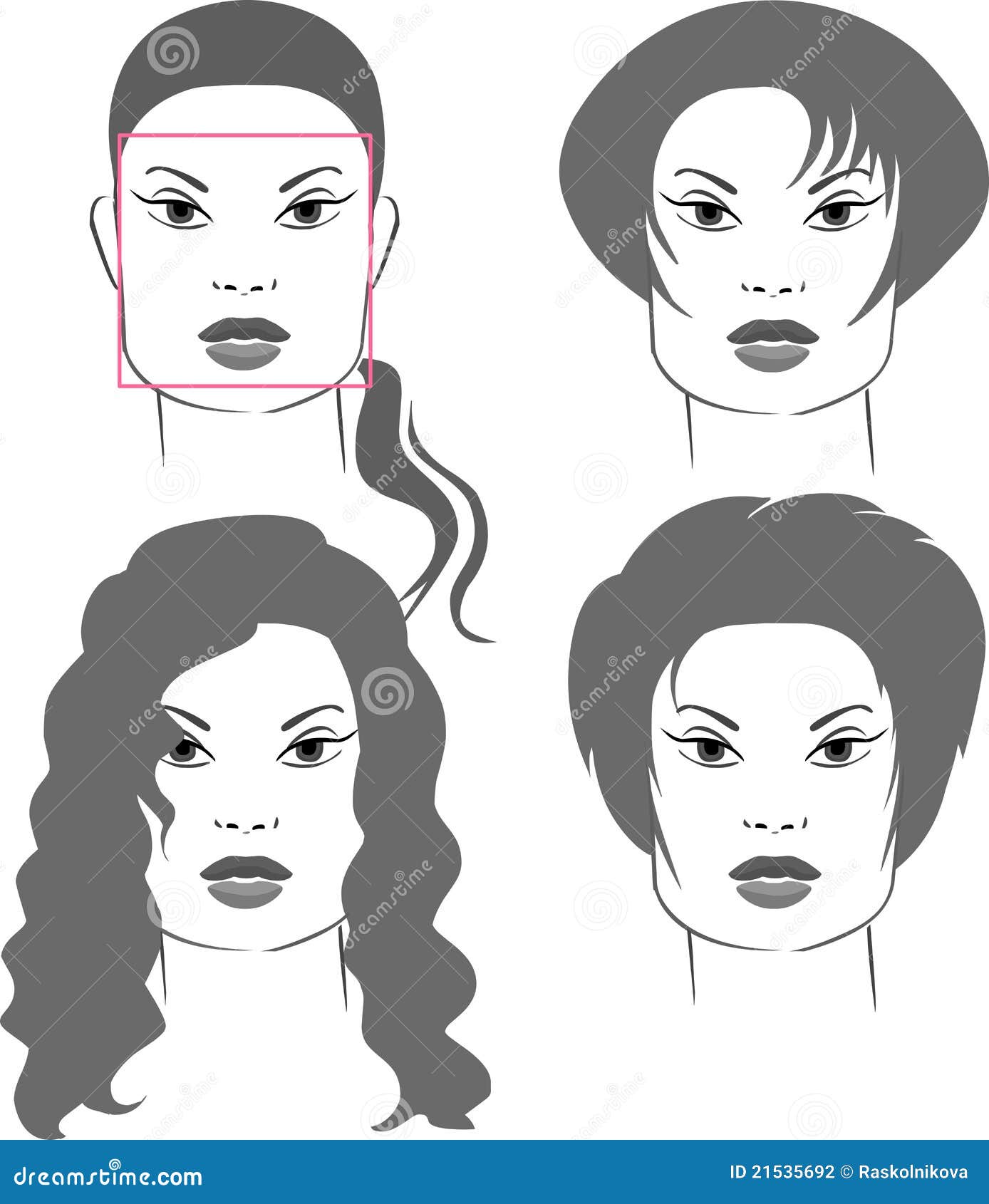 Haircuts for Square Face Shapes Stock Vector Illustration of styling