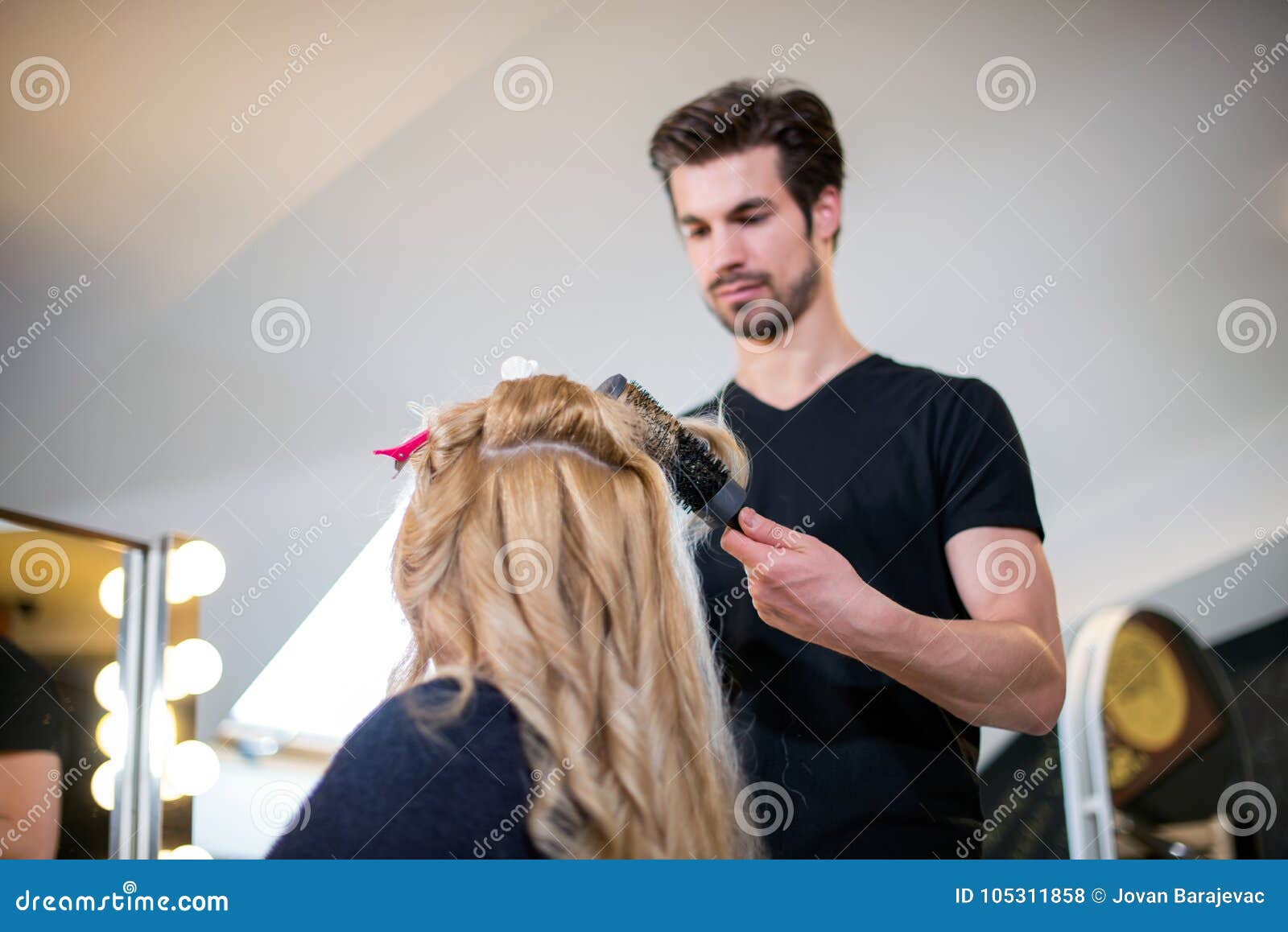 hairdresser and blonde cliente