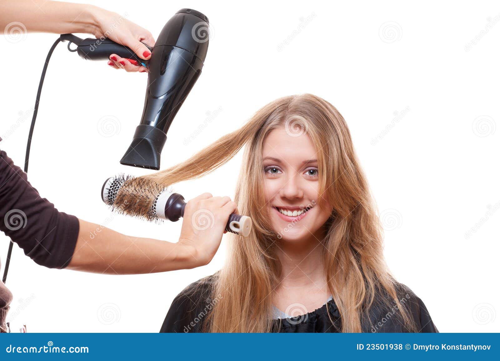 Hairdresser Blow Dry Hair Royalty Free Stock Photos 