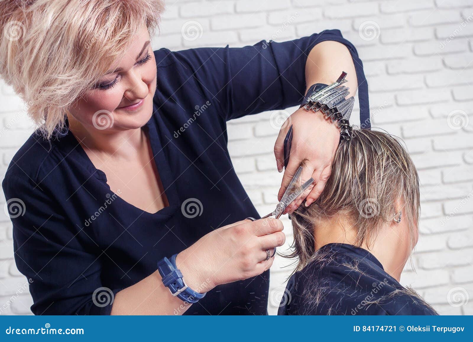 Hairdresser Cutting Hair with Scissors Stock Image - Image of hairdresser,  comb: 84174721