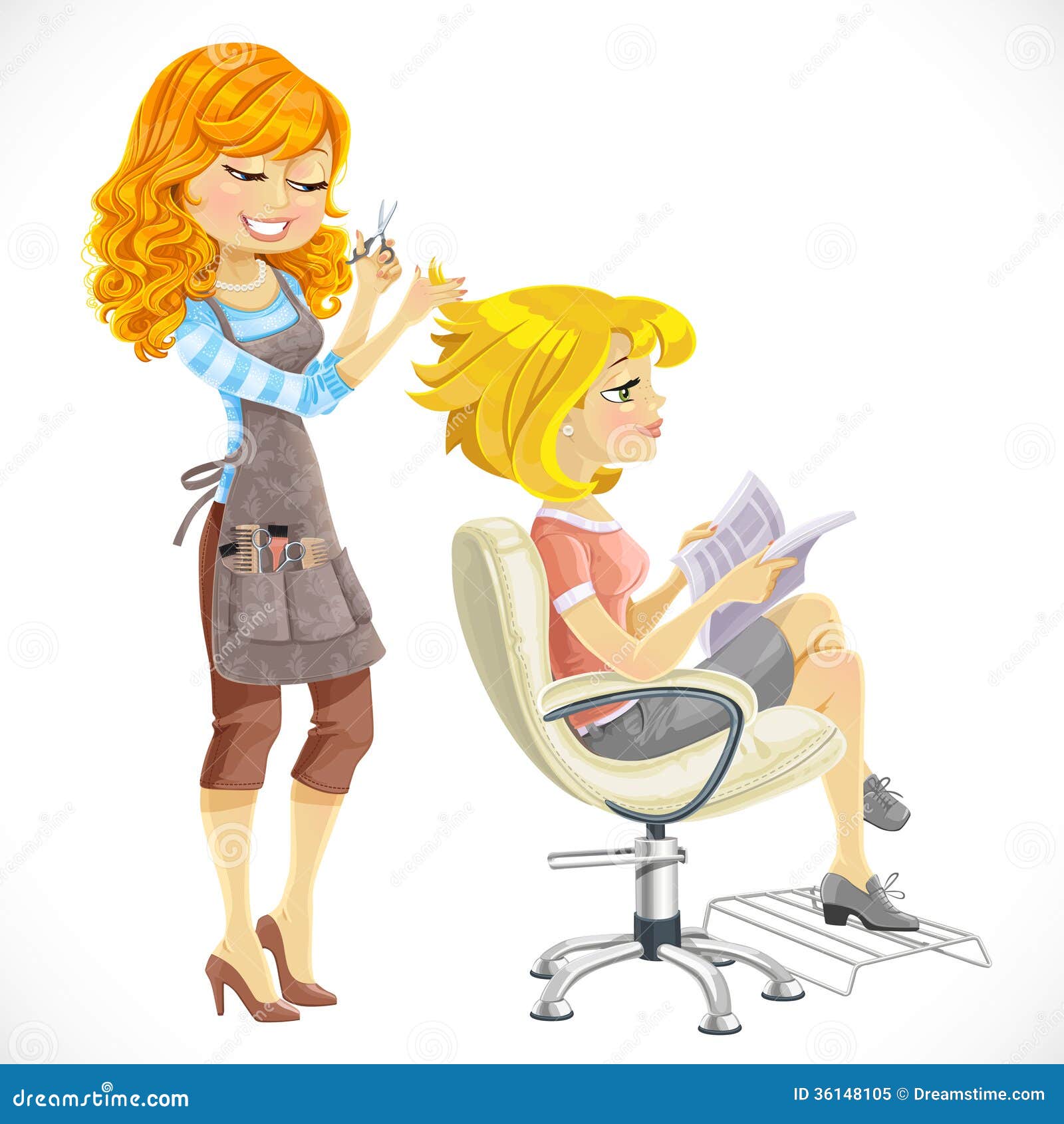 Hairdresser Does A Hairstyle To The Client Stock Vector 