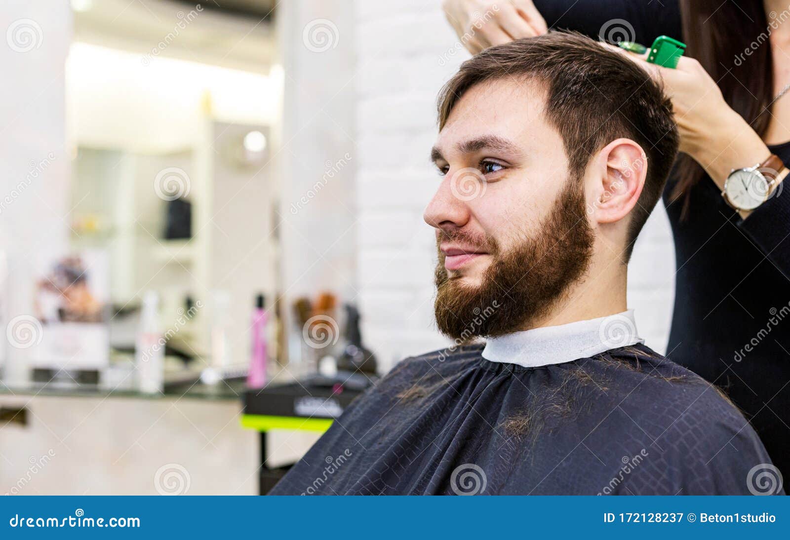 Hairdresser Doing Haircut for Male Client, Man with Beard Using  Professional Hairdresser Tools, Equipment on Hairdresser Work Stock Image -  Image of haircut, fashion: 172128237
