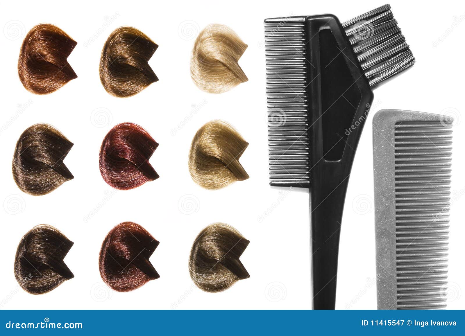 Palette of hair color sample and hairdresser s tools