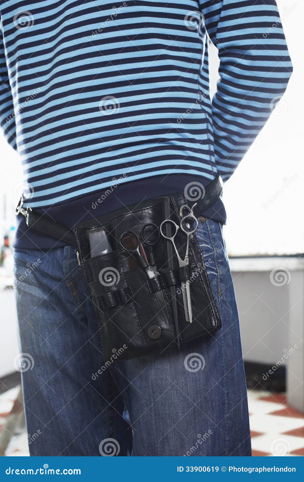 Hairdresser With Tool Belt In Salon Stock Image Image Of Salon