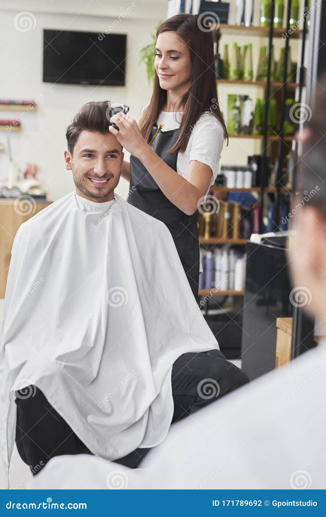 Hairdresser Using Comb at Work Stock Photo Image of look, enjoyment