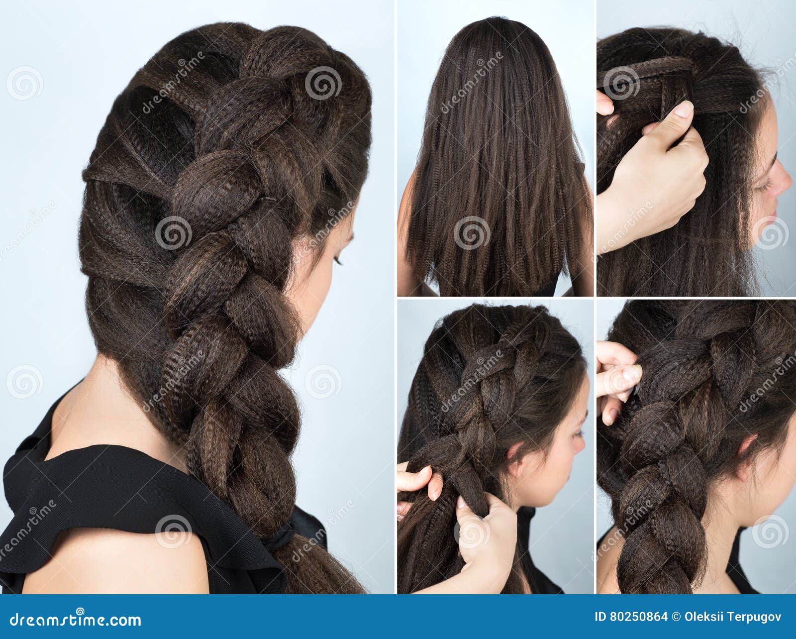 Hairstyle Braid To One Side Tutorial Stock Photo - Image of hair ...