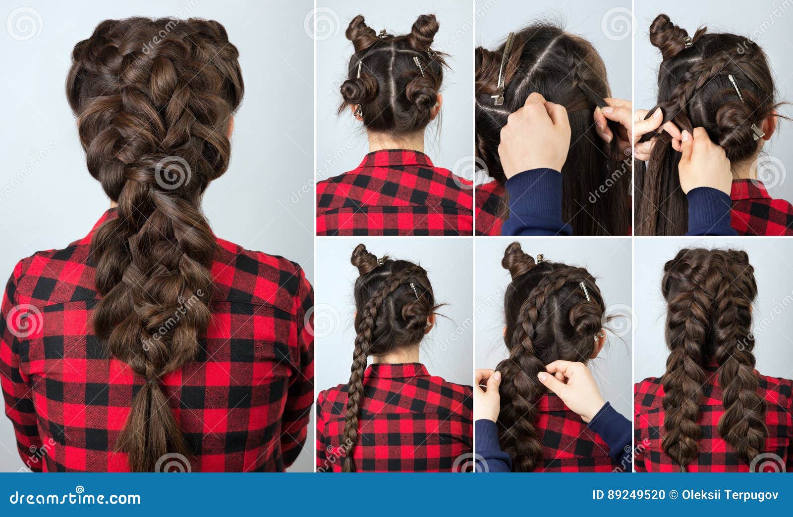Hairstyle braid tutorial stock photo. Image of beauty - 89249520