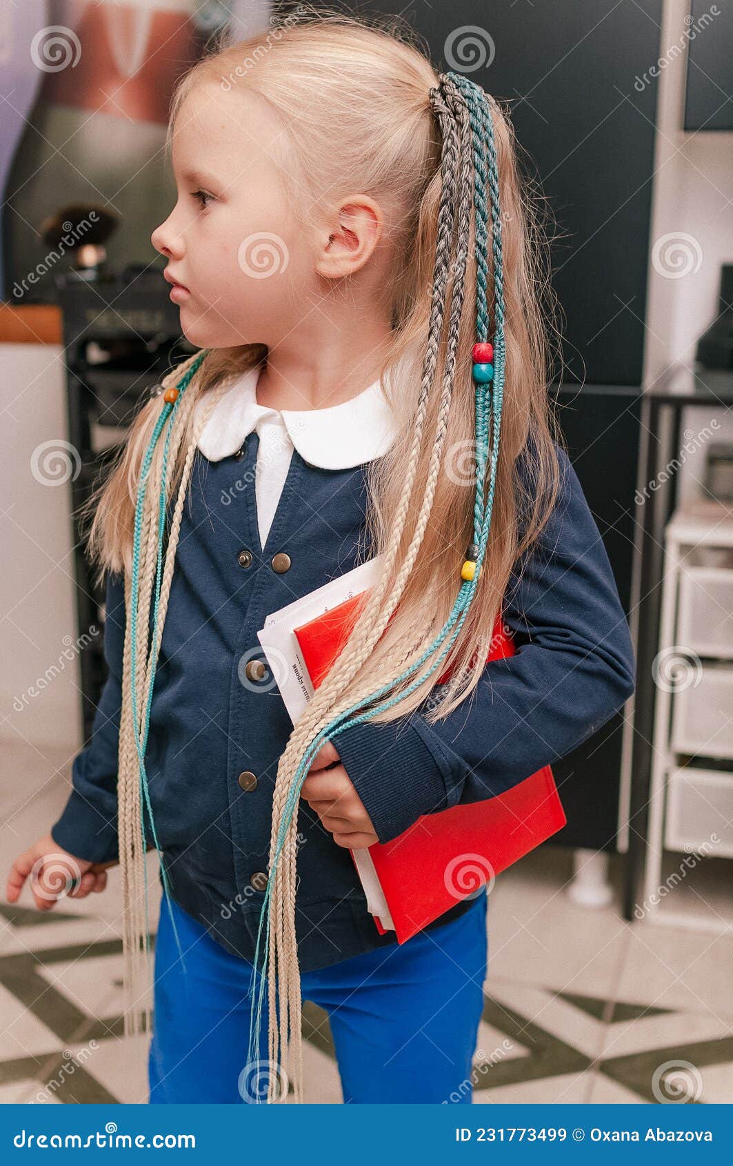 Hairstyle with Braids for a Schoolgirl Girl Stock Image - Image of  colorful, child: 231773499