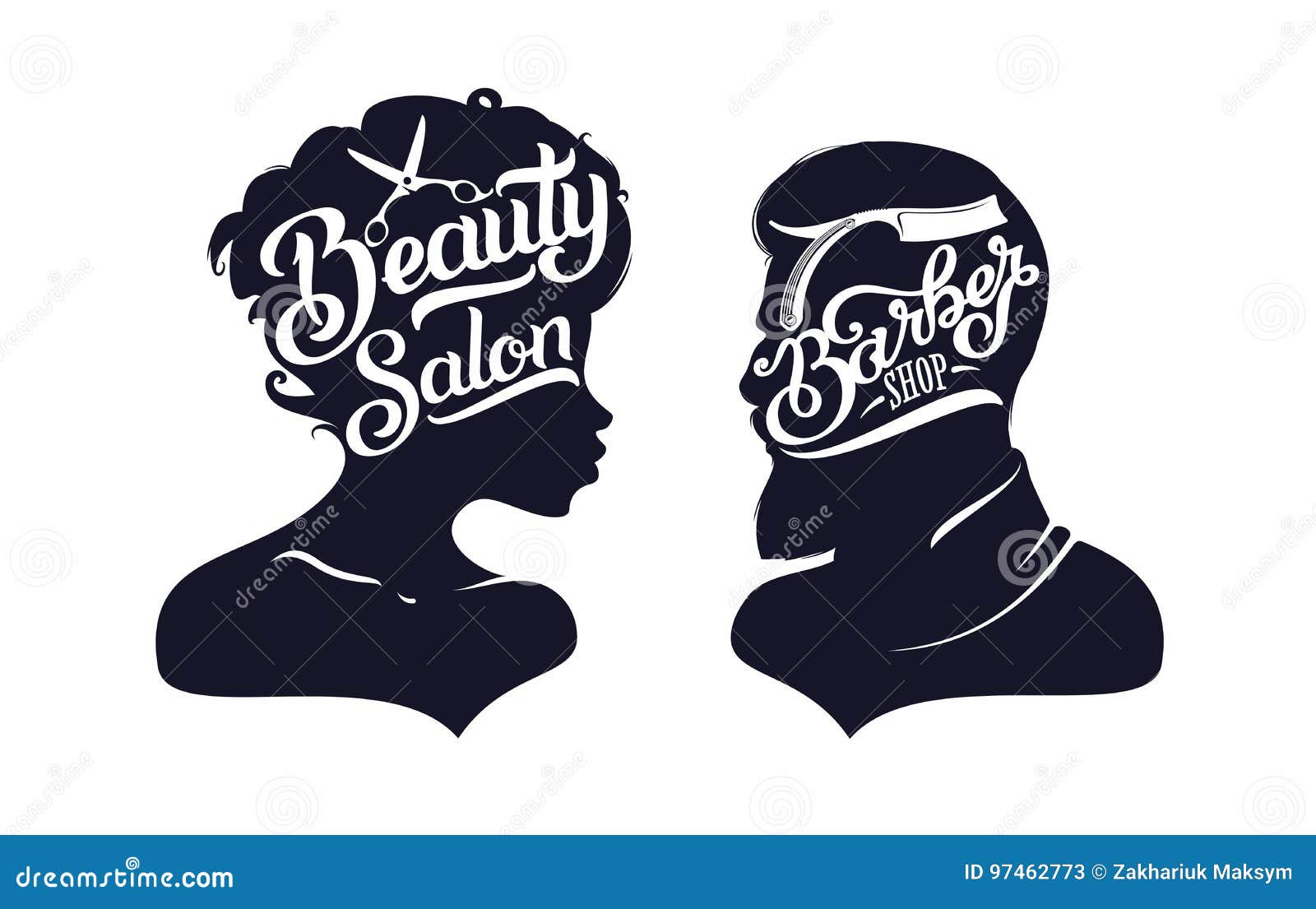 Hairdresser Man And Woman Scissors Concept Vector 