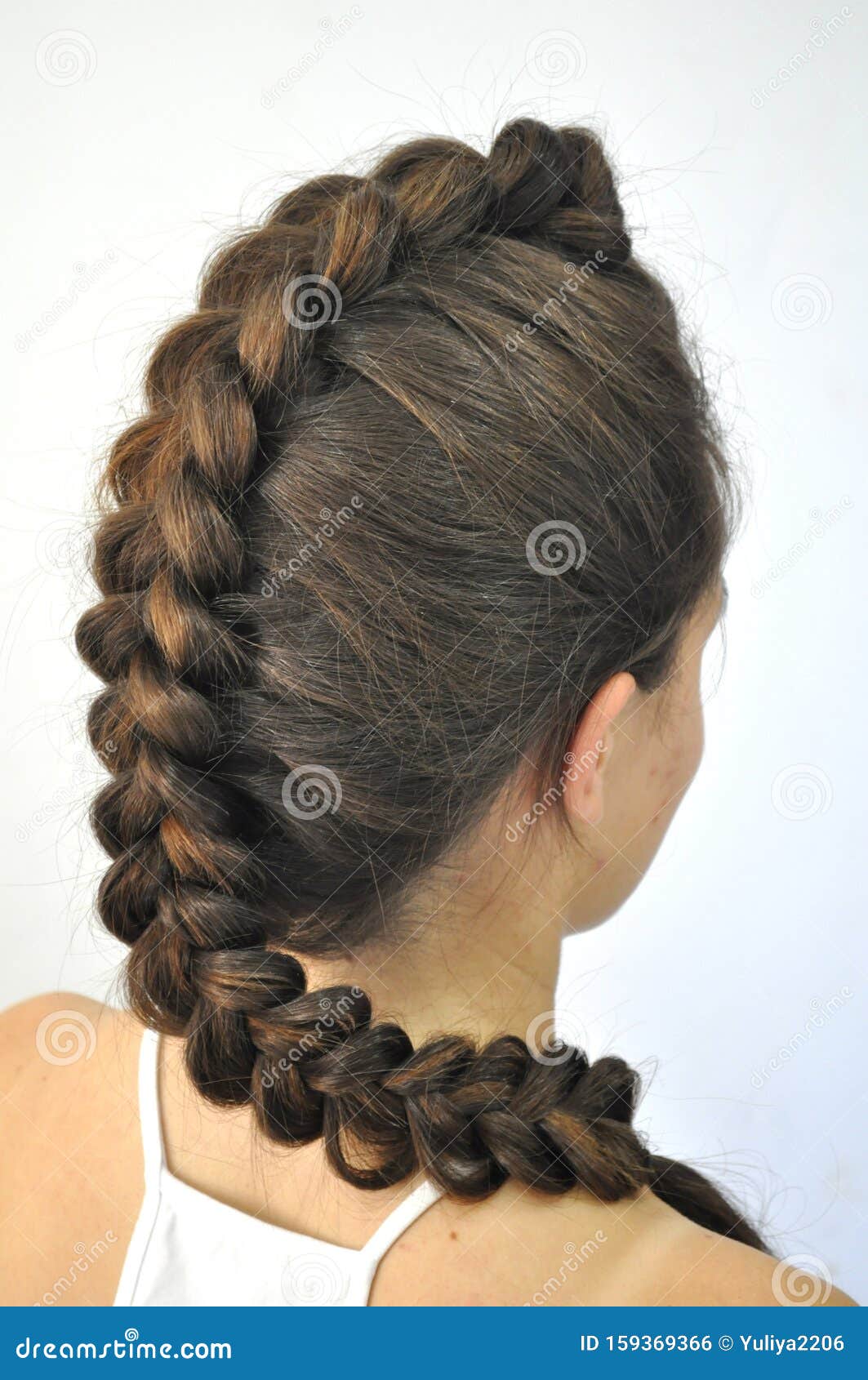 Hairstyle on long hair stock photo. Image of simple - 159369366