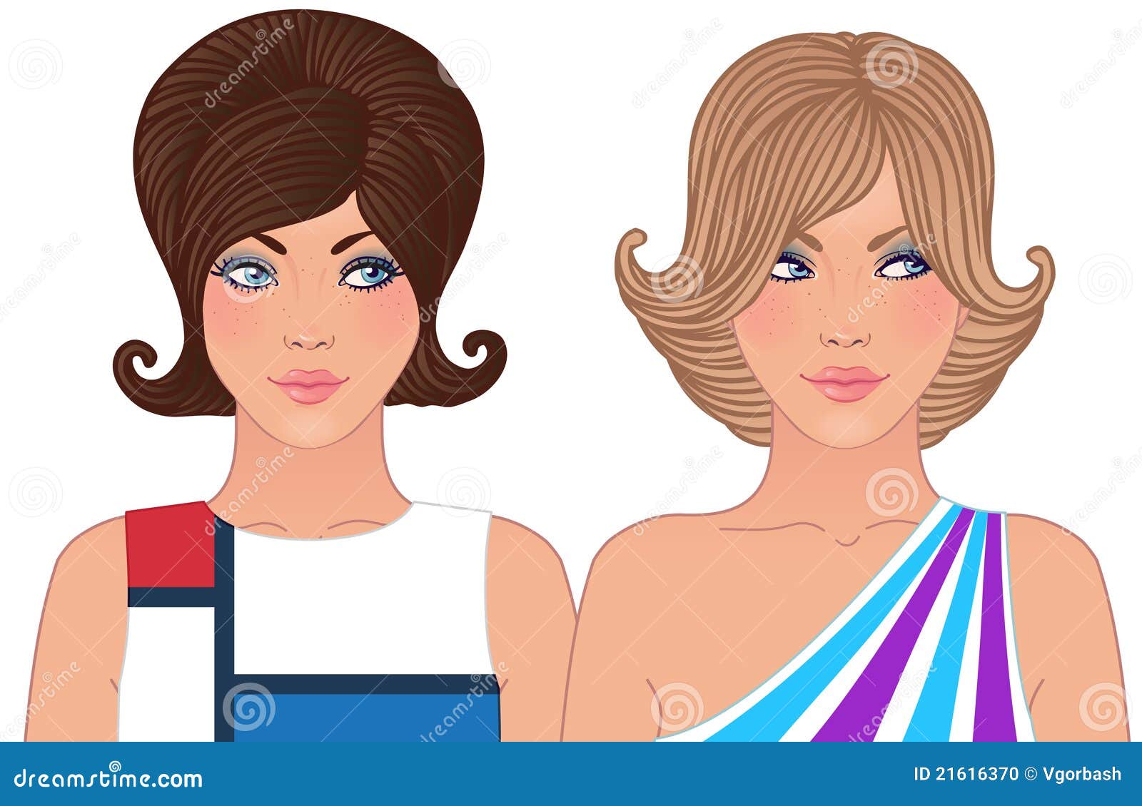 Hairstyle And Makeup Of 1960-1970 Stock Vector - Image 