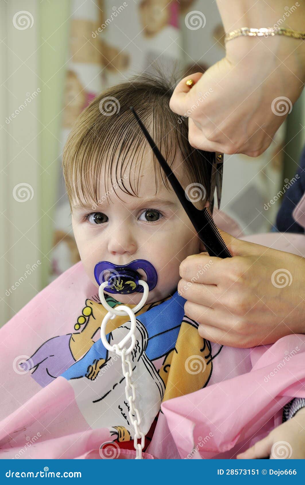 Hairstyle Of The One Year Old Child First Time Stock Image Image