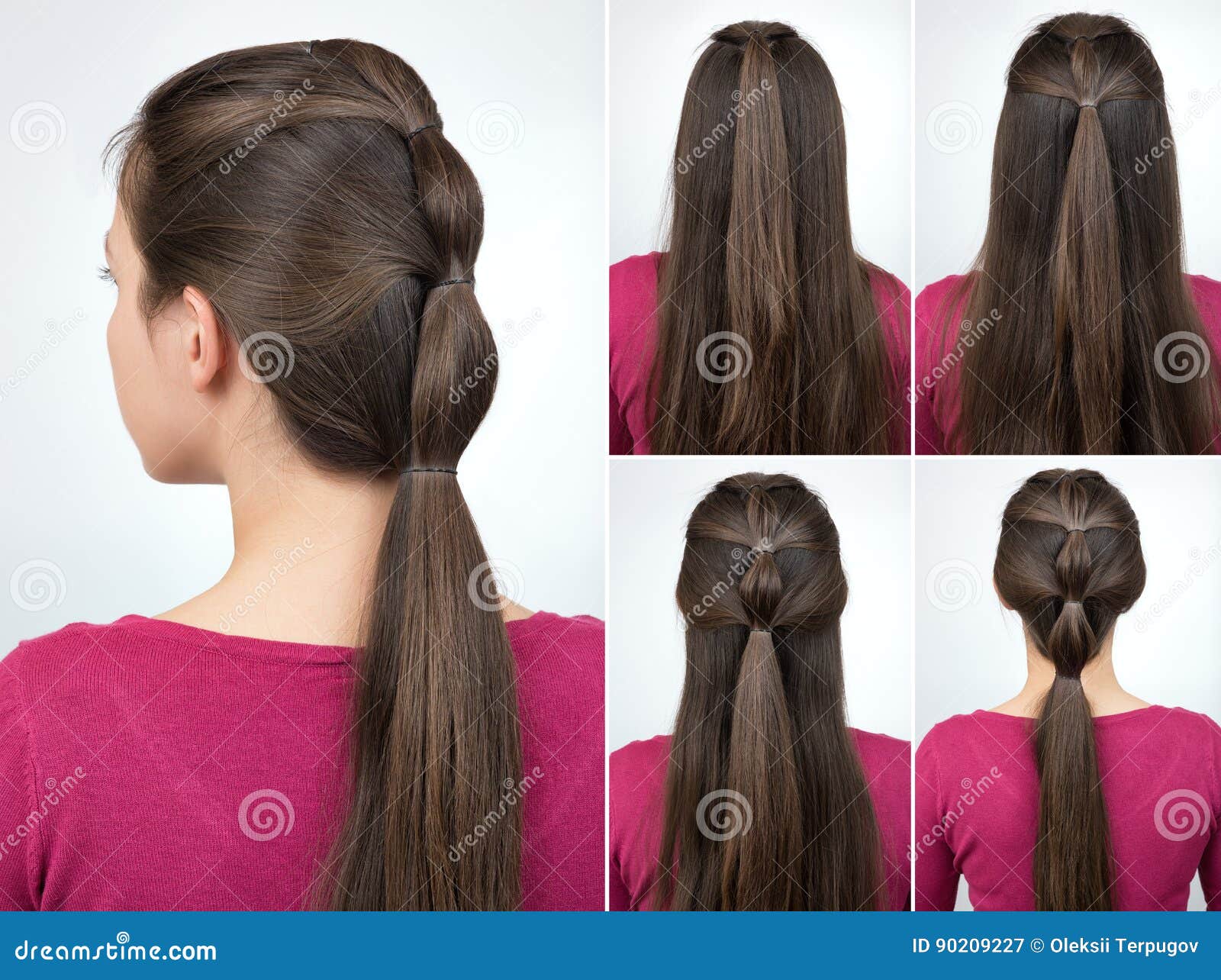 Hairstyle Pony Tail Tutorial Stock Image - Image of model, woman: 90209227