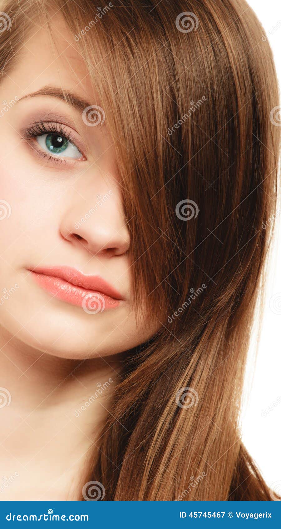 Hairstyle. Portrait of Girl with Long Bang Covering Eye Stock Image - Image  of beautiful, fringe: 45745467
