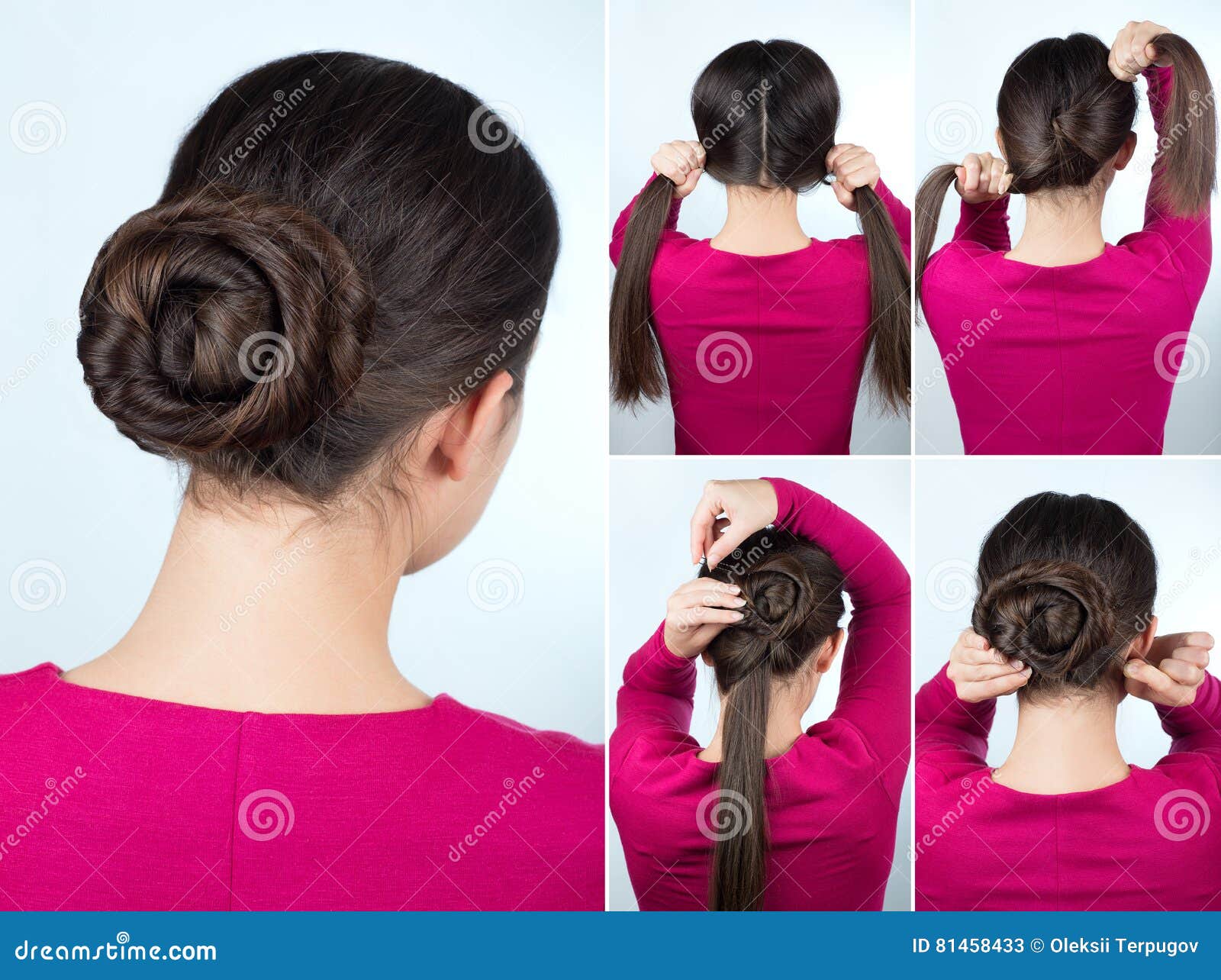 Hairstyle Twisted Bun Tutorial Stock Image - Image of young, studio: 81458433 Hairstyle Twisted Bun Tutorial Stock Image - Image of young, studio: 81458433