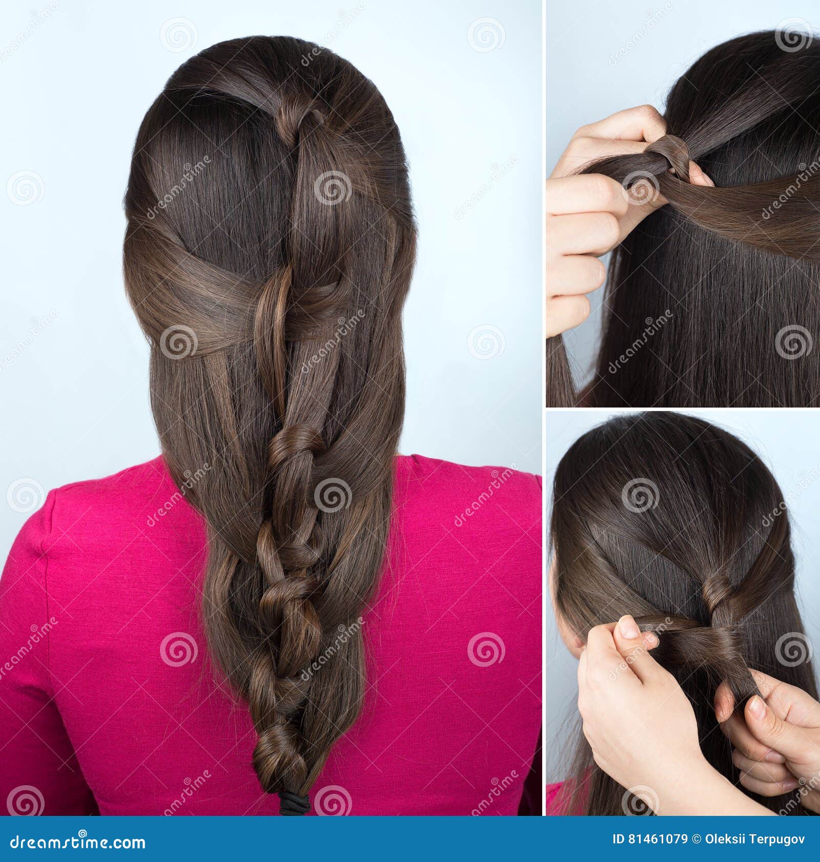 Hairstyle Of Twisted Knots Tutorial Stock Image Image Of