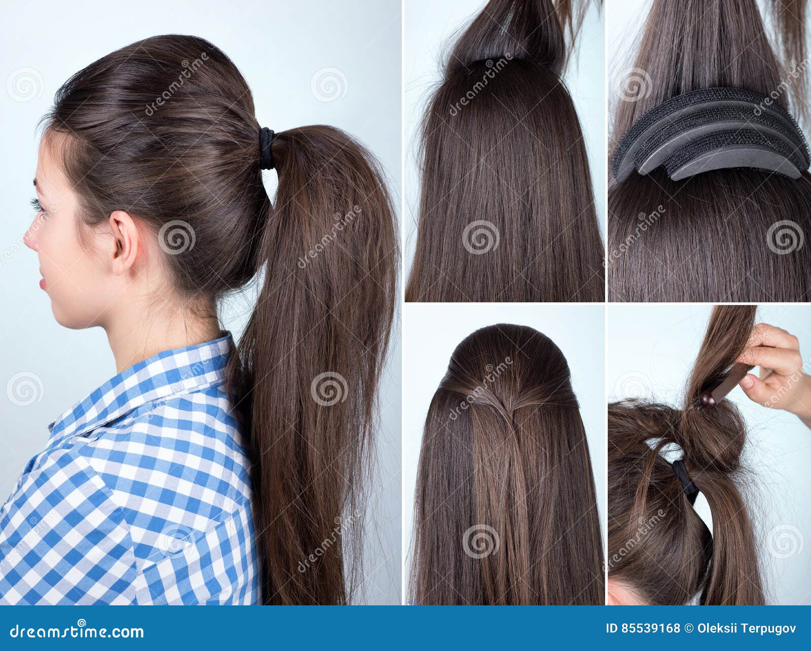 Hairstyle Volume Ponytail Tutorial Stock Photo Image Of