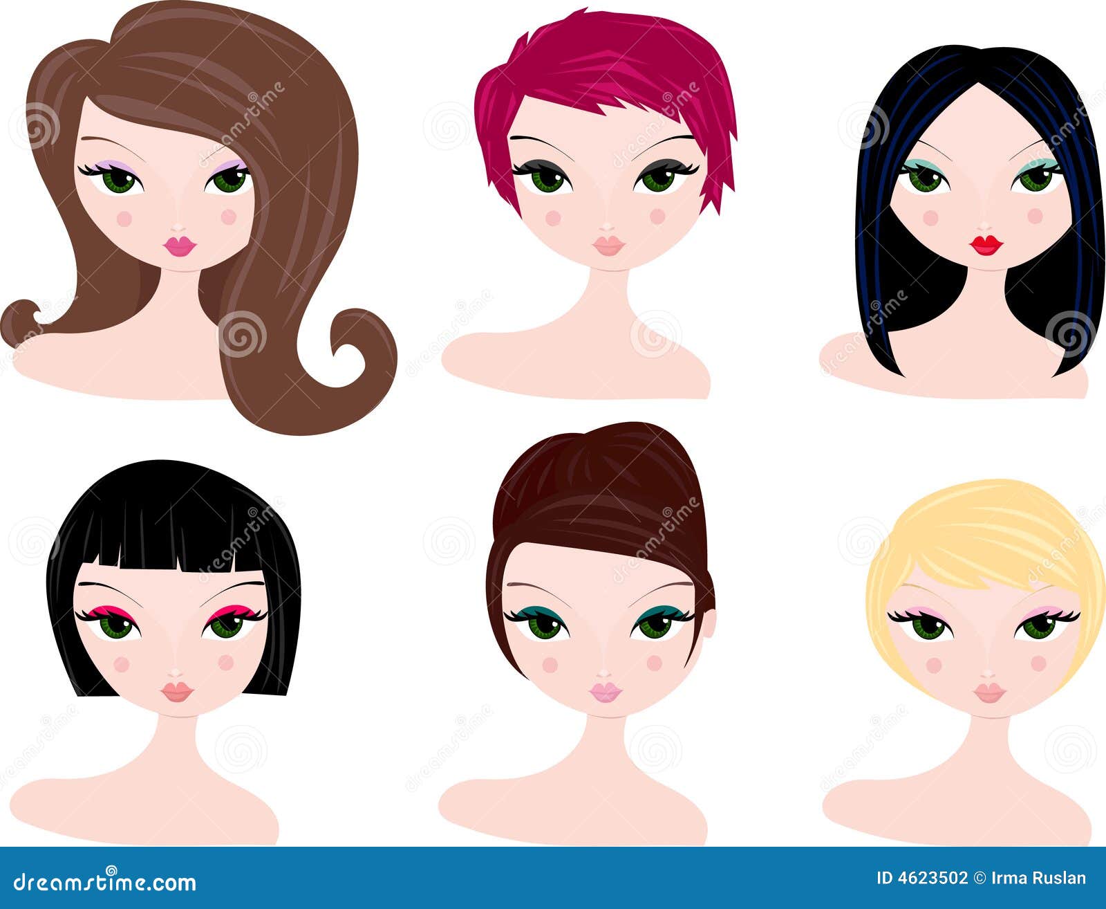 Hairstyles For Women Stock Vector Illustration Of Brunette