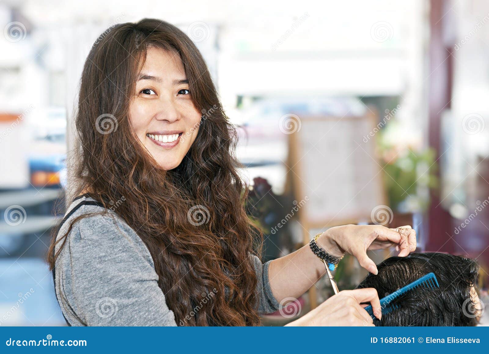 Hairstylist working stock image. Image of friendly, cutting 16882061