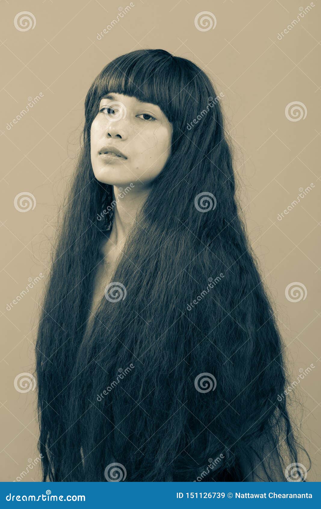 Hairy Girl Portrait As Lonely Broken Heart Lady Stock Image