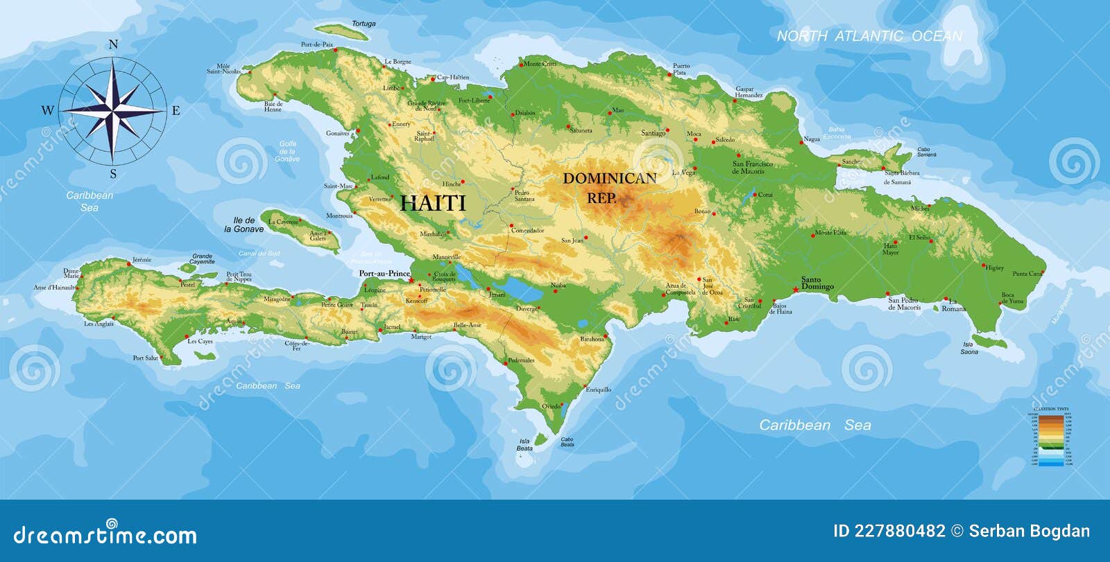 haiti and dominican republic physical map