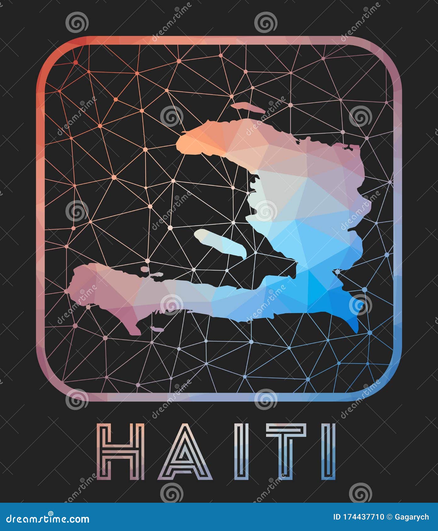 Haitian Low Poly Regions. Cartoon Vector 186714219