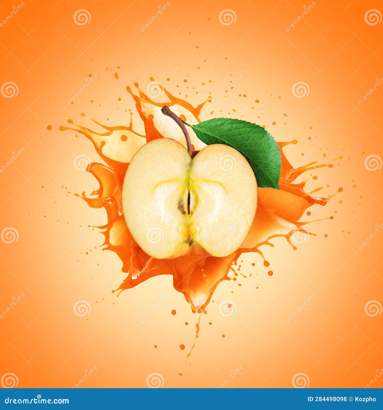 Half of an Apple with Juice Splashes Stock Illustration Illustration