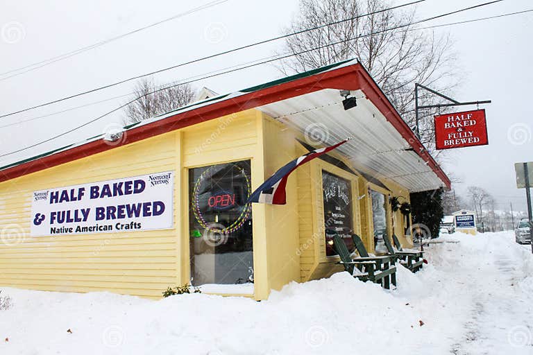 Half Baked Fully Brewed Coffee Shop. Lincoln, NH Editorial Photo