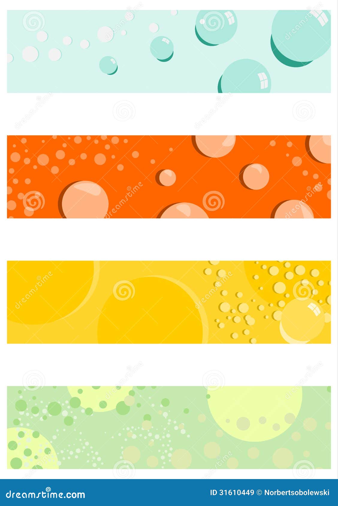  Half Banners Background Set With Bubbles Royalty Free 