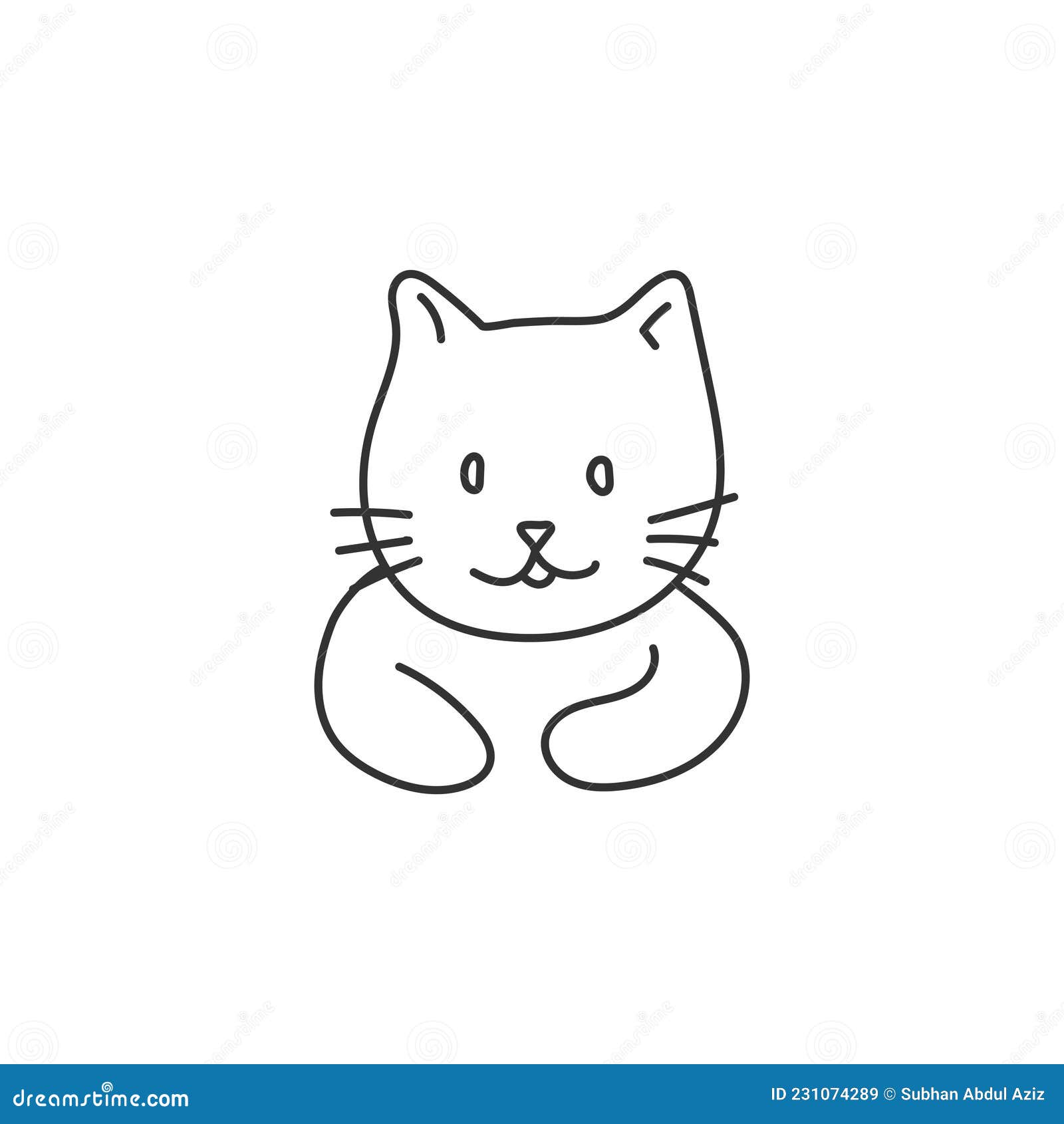 Half Body Cat Illustration Outline Vector Template Stock Vector ...