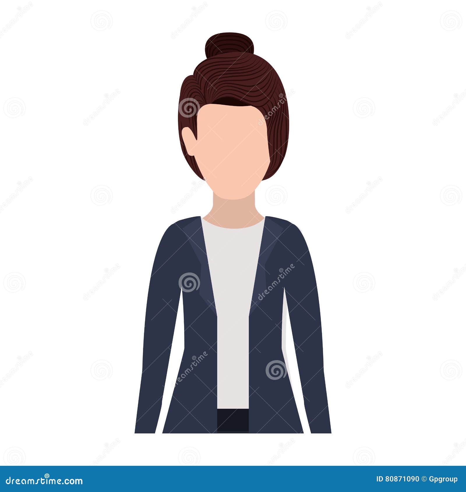 Half Body Silhouette Executive Woman with Collected Hair Stock Vector ...