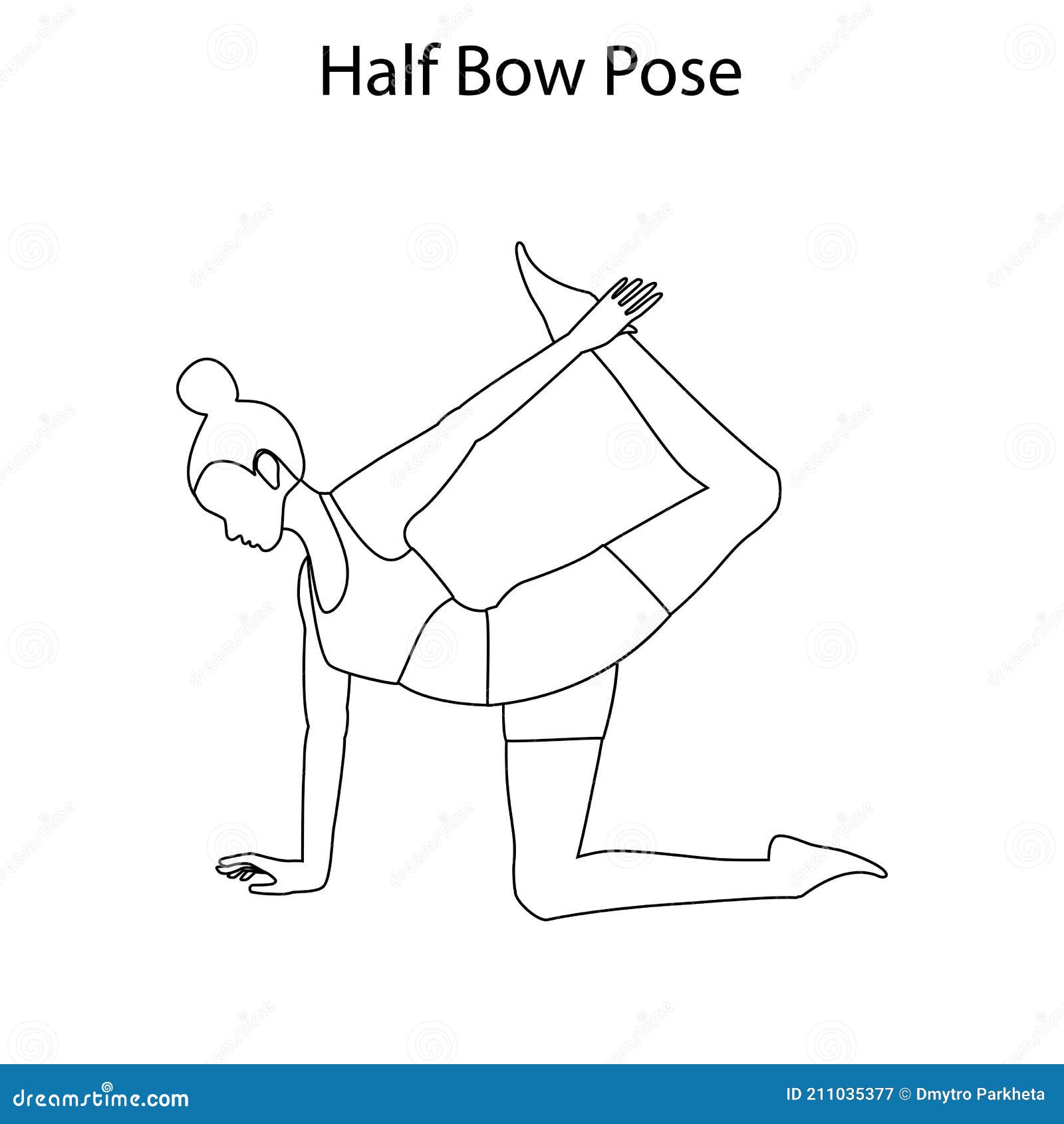 half bow pose yoga workout outlet healthy lifestyle vector illustration white background 211035377